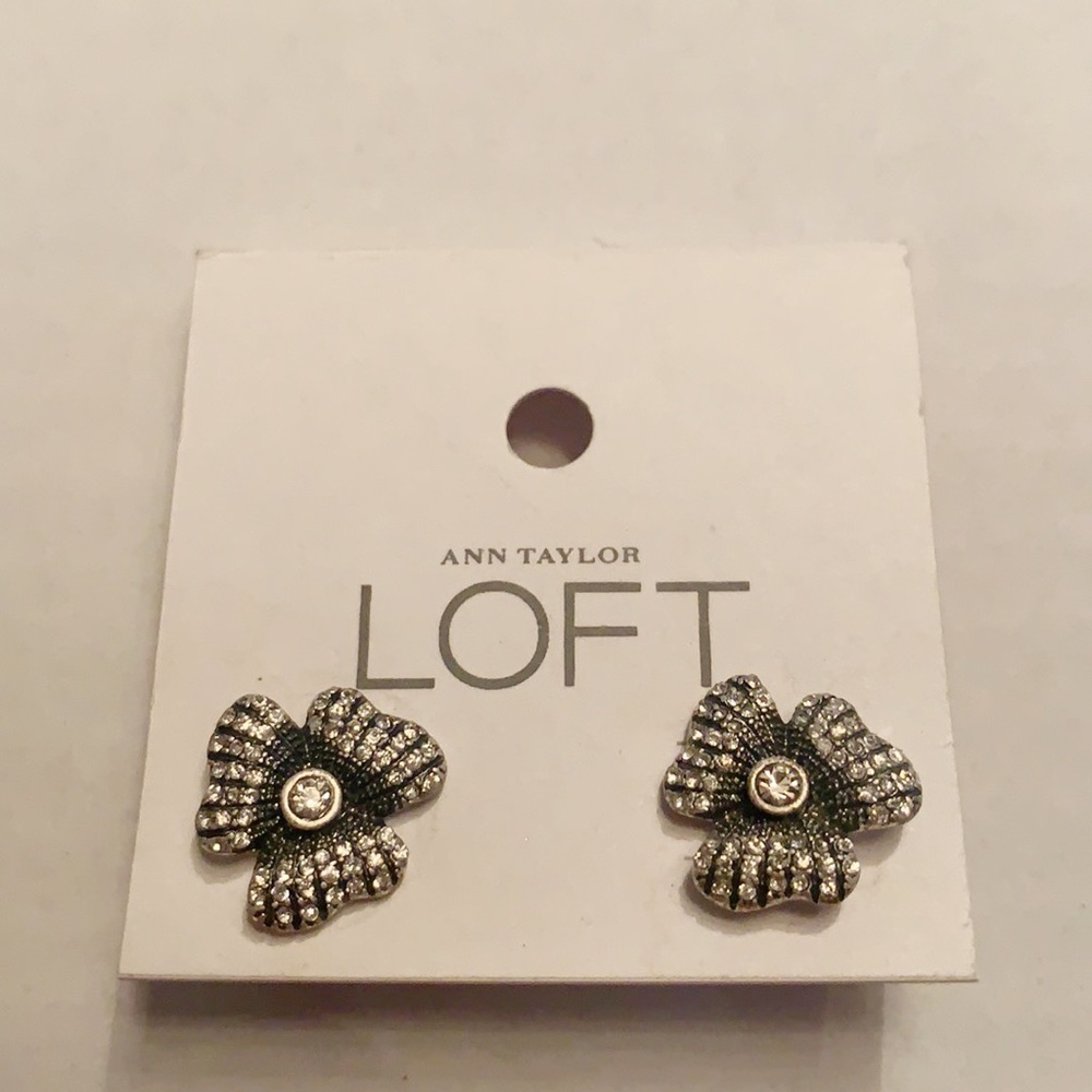 Ann Taylor LOFT Pave & Graphite Floral Earrings